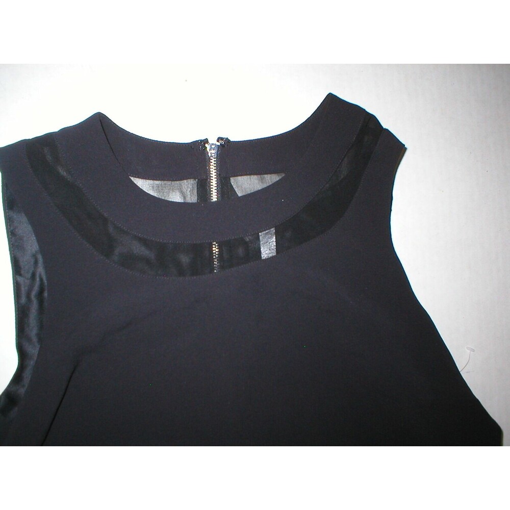 New Womens Kensie M Dress Beautiful Black Sleeveless Silky NWT Sheer Silver Zip - Picture 3 of 5